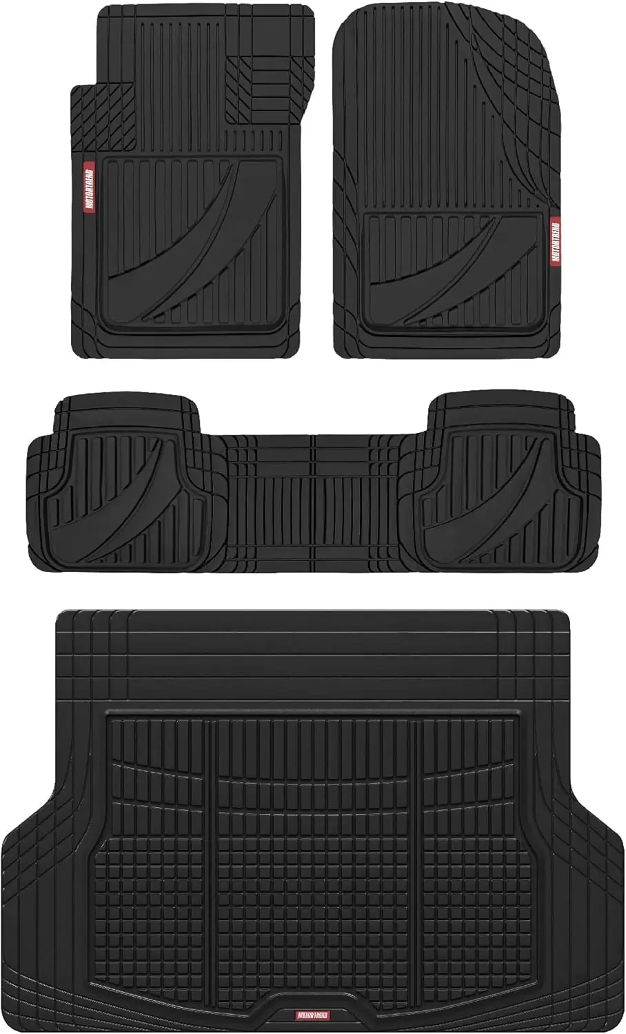 

Universal Heavy Duty Rubber Car Floor Mats & Cargo Liner Full Set for SUV, Car, Van - All Weather Trim to Fit