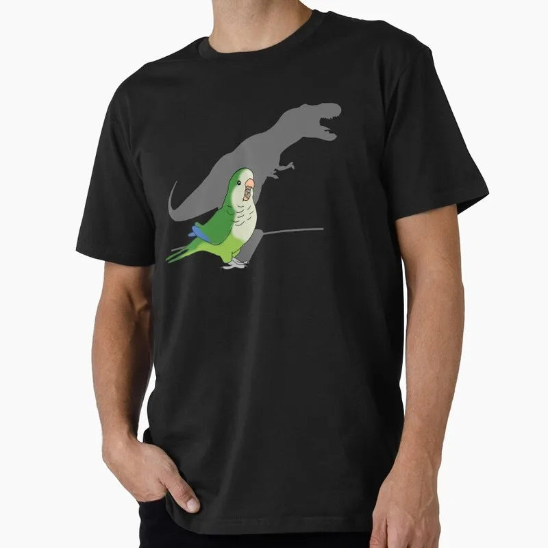green monk parakeet Funny Cockatiel Gift T-shirt Birds T-Rex Shadow Graphic Clothes All Size Tops Unisex Tee S-6XL