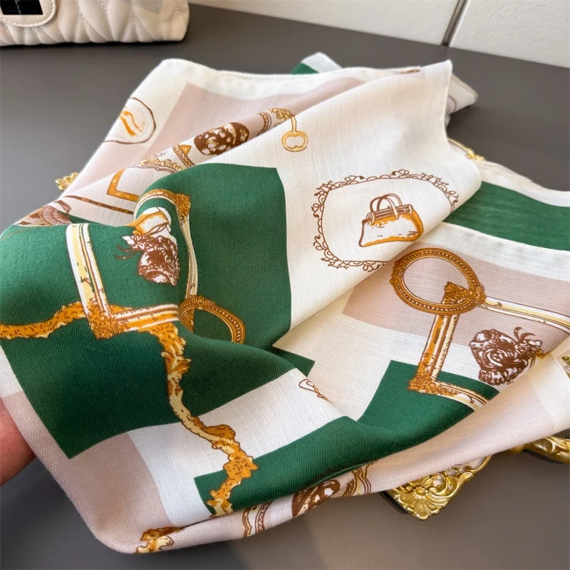 European and American retro herringbone cotton and linen imitation velvet small scarf shawl sun protection scarf women's scarf