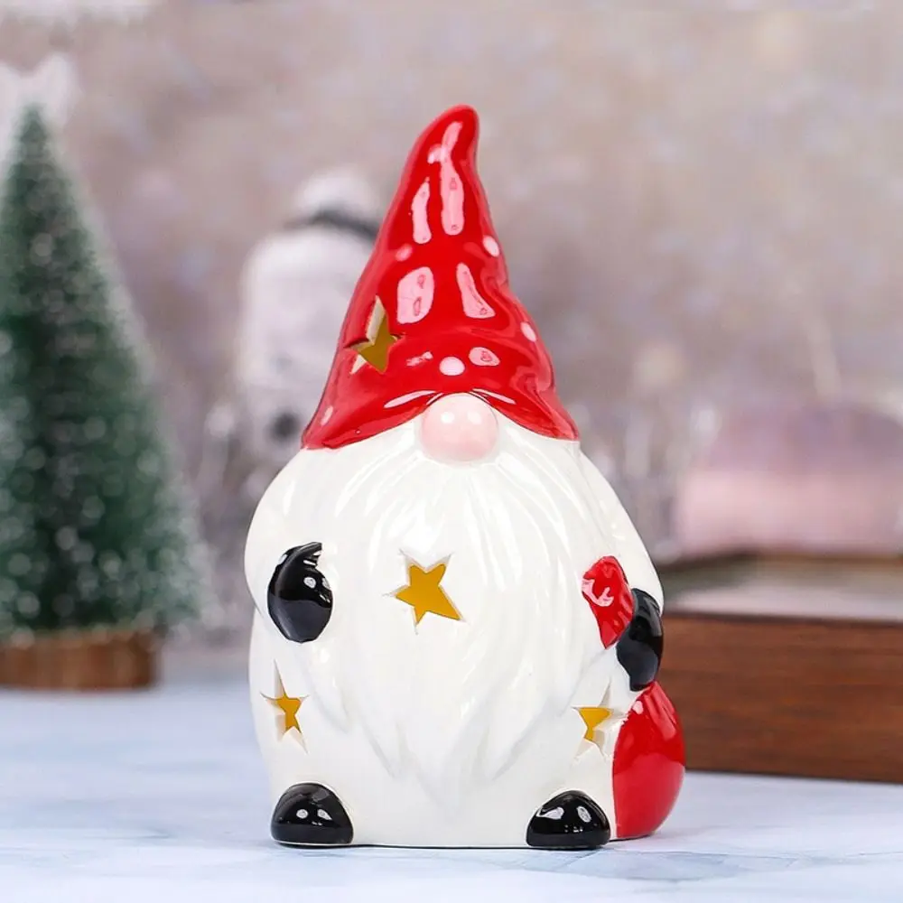 Desktop Decoration Ornament Ceramic Christmas Night Light Cute Creative Atmosphere Light Lifelike Handmade Projector Lamp Kids