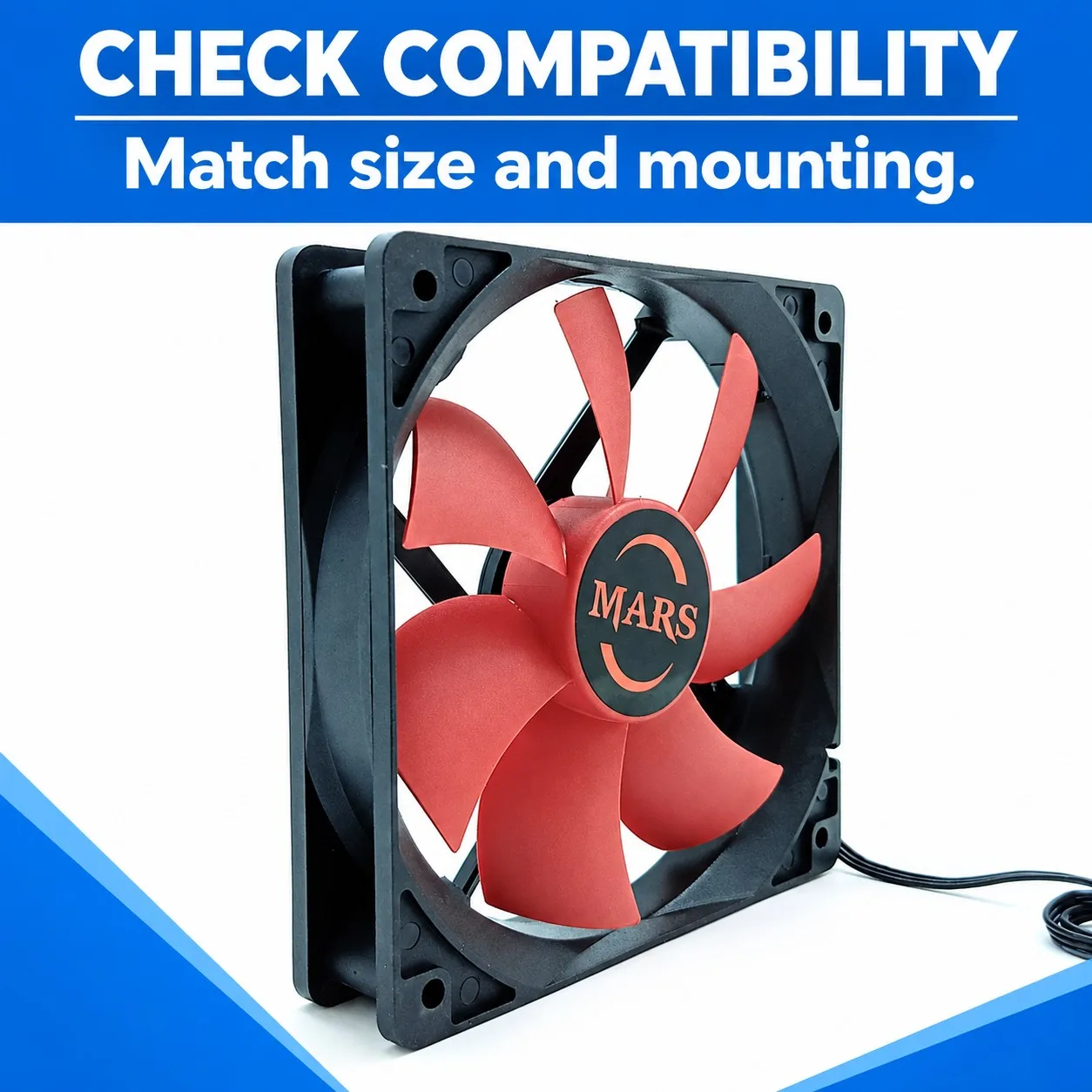 PC Case Fan 120x120x25mm 12025 12V, 1000 RPM, 3-Pin & 4D Connector, for Computer Cooling & Ventilation