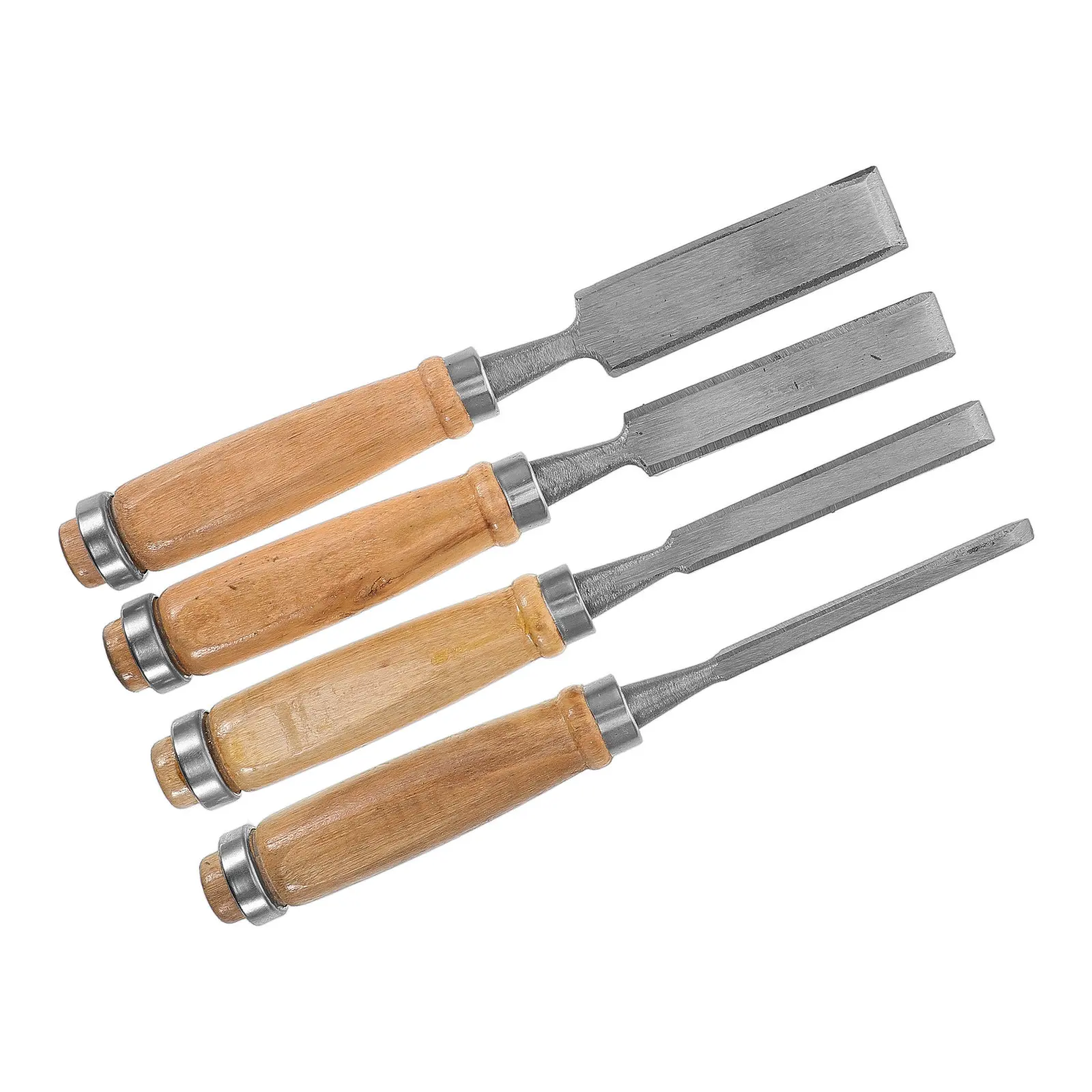4Pcs Wood Chisel Set Flat Tip Wooden Handle Precision Carving Woodworking Mortise Gouge Chisels Handheld Carving Engraving