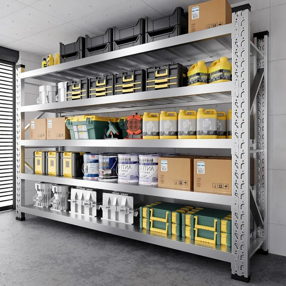 

78" W x 78" H Garage Shelving Heavy Duty Storage Shelves 5 Tier Stainless Steel Industrial Shelf Adjustable Garage