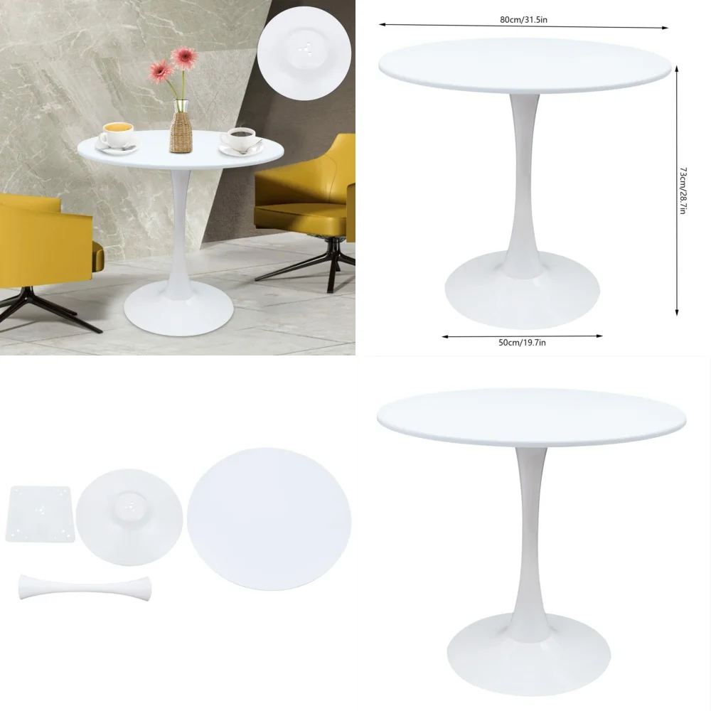 

Café TablesModern 31.5 Inch Round Dining Table Perfect for Kitchen Bar Coffee or Side Use Stylish Tulip Design Space Saving