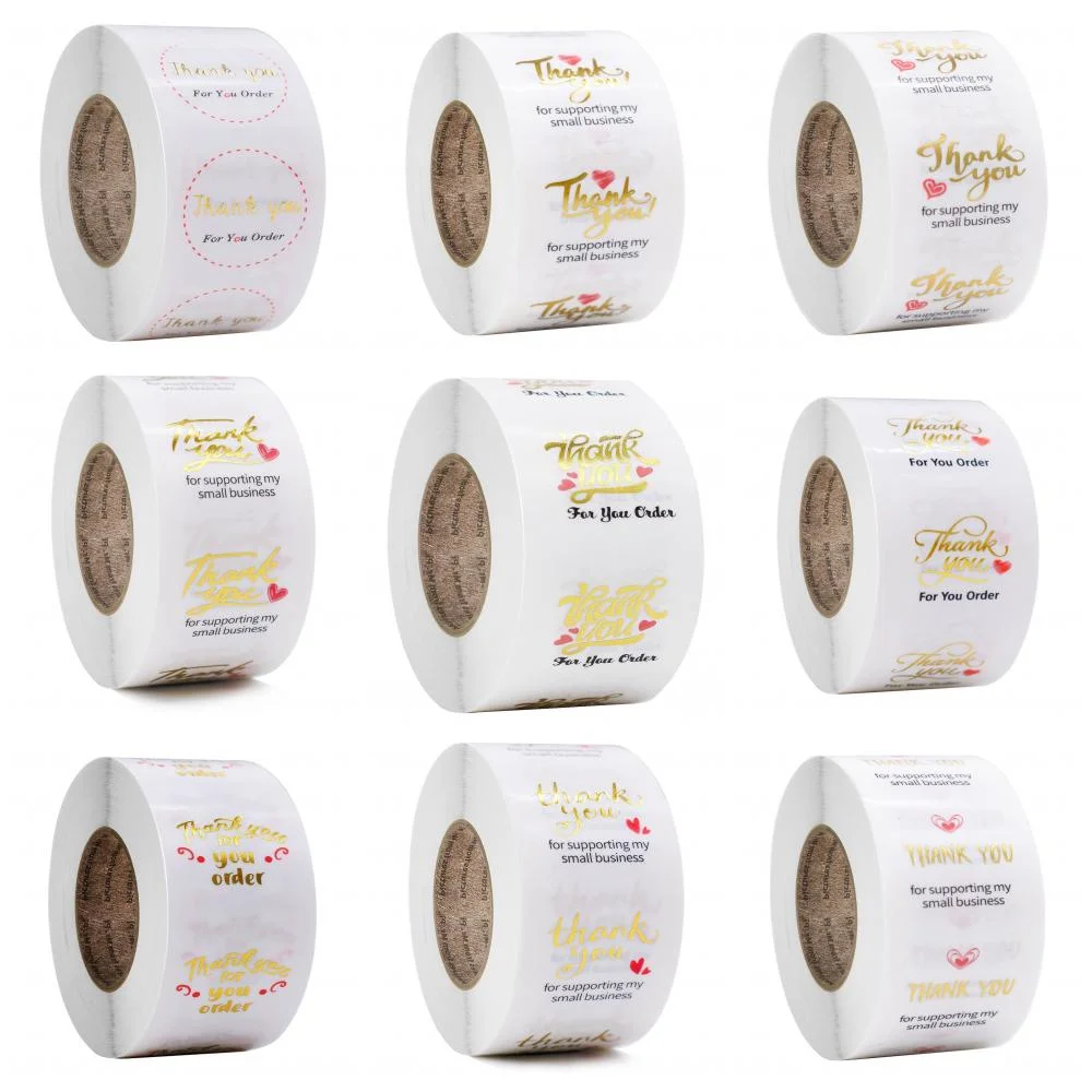 100/500pcs/2.5cm Thank You Stickers for your order White Adhesive Seal Label Sticker for Small Business Mailers, Packaging Bags