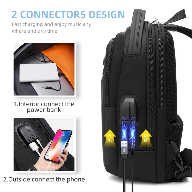 WIERSOON Hot Chest Bag  Anti-thief Men Crossbody Bag Waterproof Shoulder Bags USB Charging Short Trip For Male Travel Pack