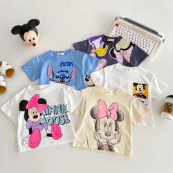 Disney Cartoon Cute Baby Girl Boy T-shirt Summer Clothing Printed Minnie Children Tees Short Sleeve Tops Crewneck Kids T Shirts