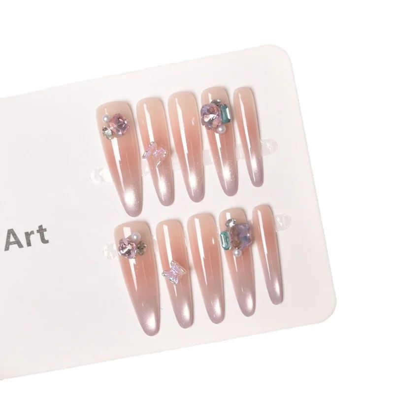 

Handmade wear armor daughter gold temperament purple cat eye advanced sense fairy gas bow nail sticker