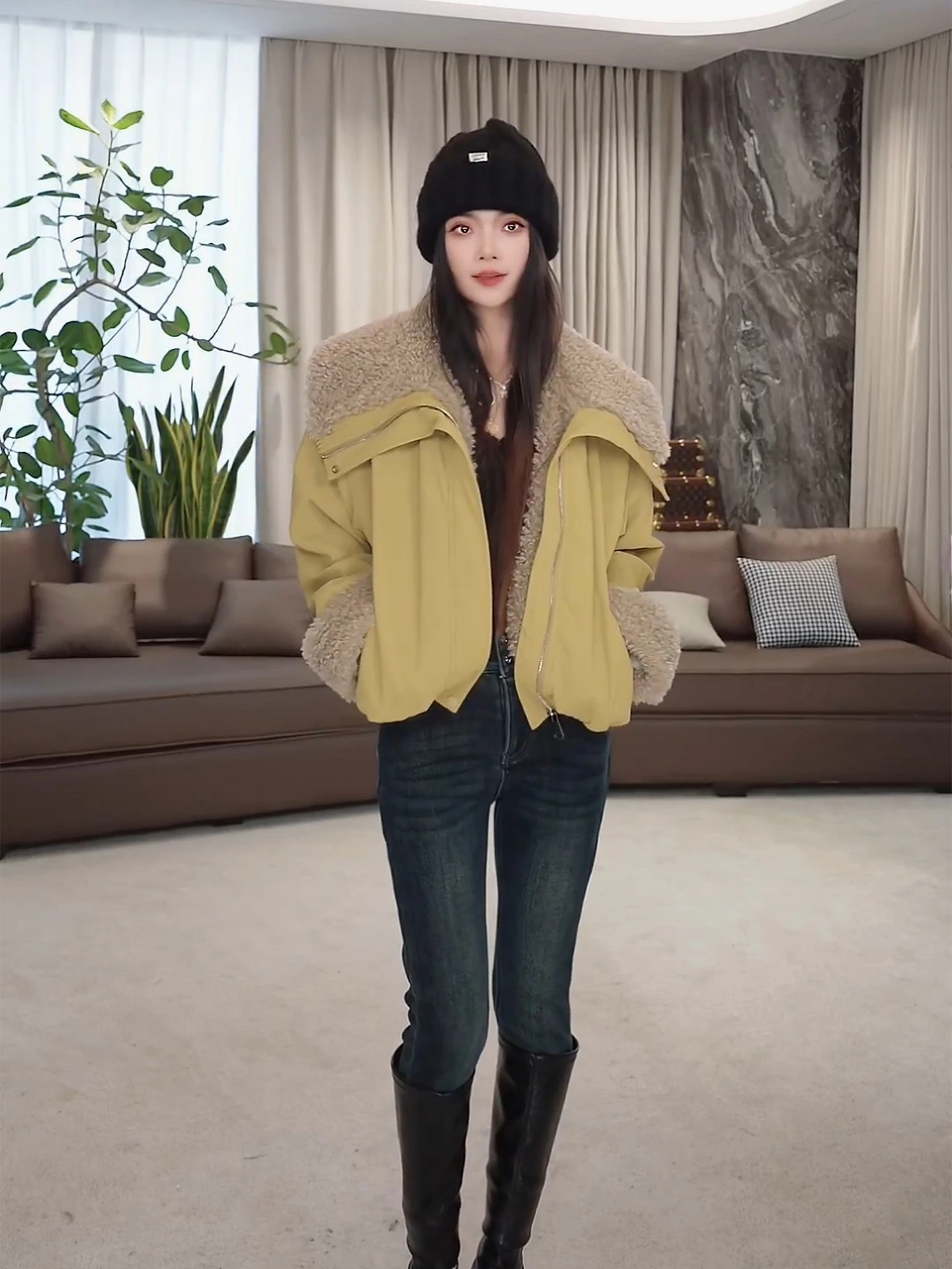 เสื้อแจ็คเก็ตหนังหนานุ่มสำหรับผู้หญิง สไตล์ลำลอง แขนยาว ปิดด้วยซิป คอปกพลิก แฟชั่นสำหรับฤดูใบไม้ร่วงและฤดูหนาว