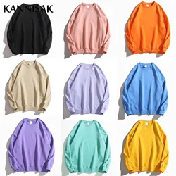 KANNISAK Oversize Sweatshirts Women 2022 Spring Autumn 100% Cotton Solid Harajuku Style Couple Pullovers Japanese Streetwear