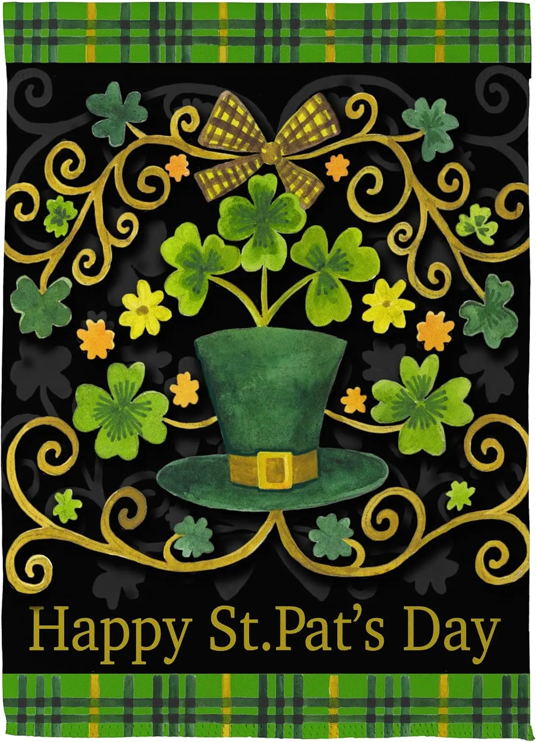 Evergreen St. Patrick's Day Ornate Suede Garden Flag 12x18 Double Sided, All Weather Flags For Outside House, Welcome Sp WWP
