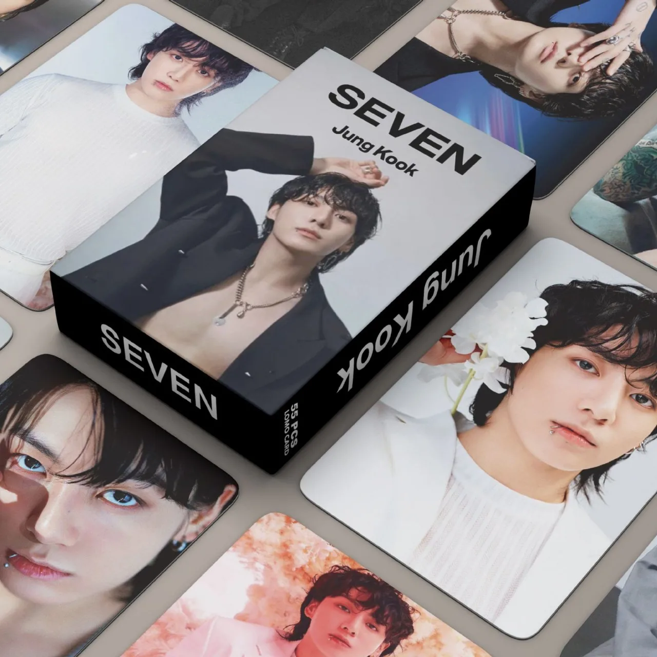 55Pcs/Set Kpop Idol JungKook Cards Photocard New Album Seven Postcard Fans Collection Gift