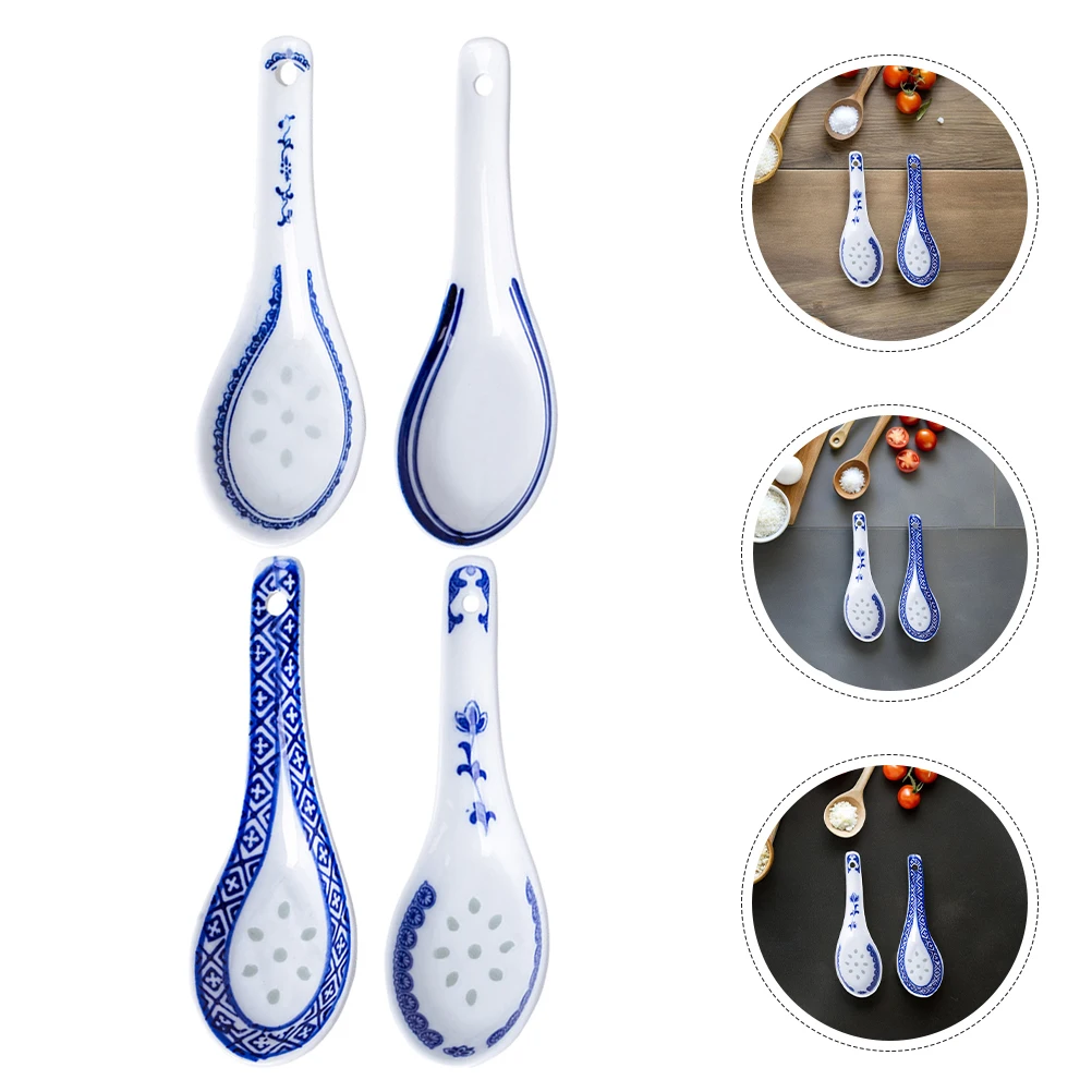 8 قطعة ملاعق شوربة الصينية السيراميك ملاعق شوربة الآسيوية الخزف اليابانية مغرفة للحبوب رامين ونتون زلابية #3