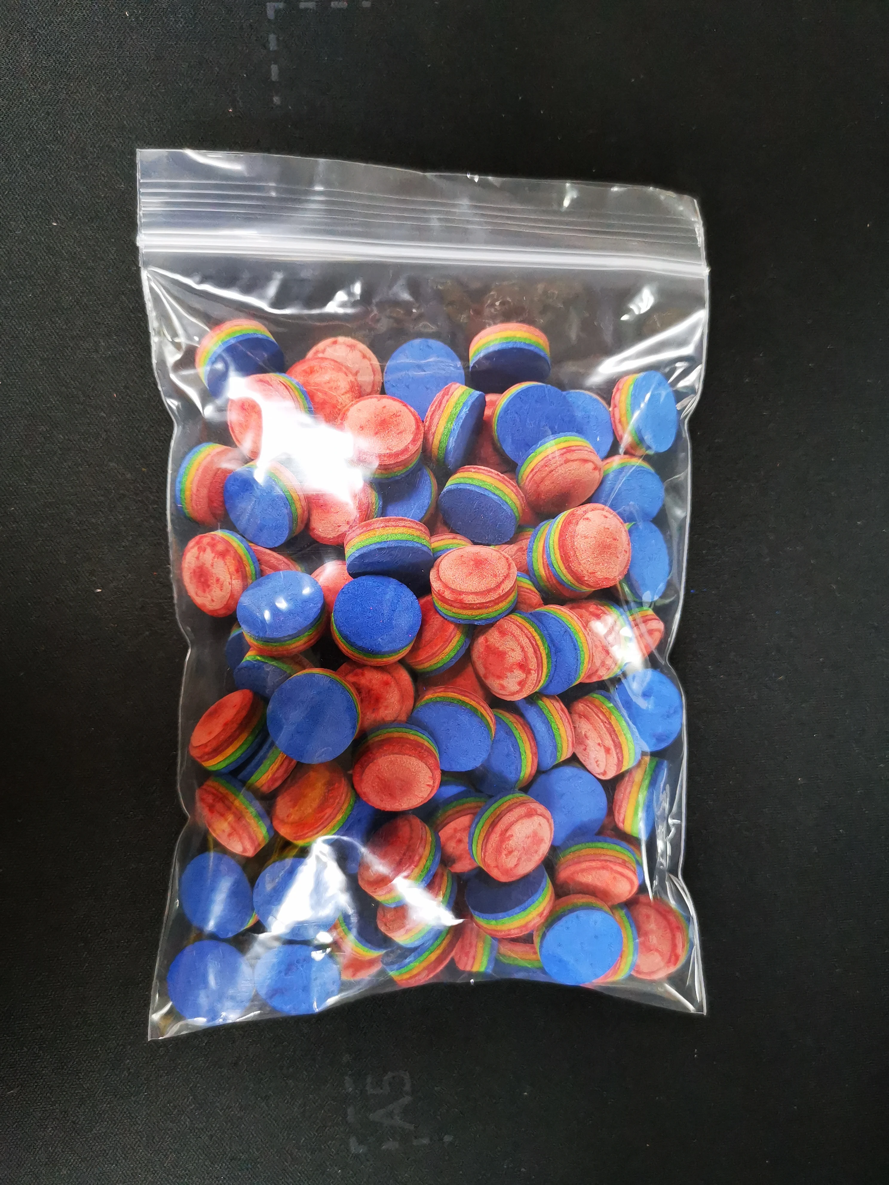 

100pcs/bag 14mm Rainbow Color Carom Billiard Pool Cue Tips