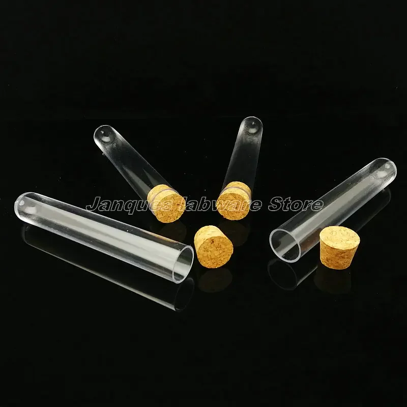 5pcs 25x150mm Lab Transparent Plastic Test Tubes With Cork Caps Party Candy Bottle with Round Bottom Wedding Gift Vial