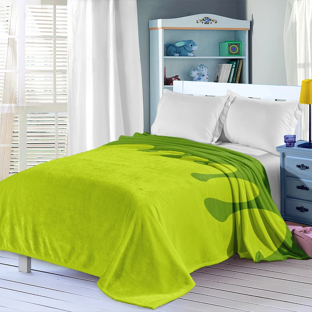 Green Gradient Drip Flannel Blanket Perfect For Sofa Office Bed Travel Sleep Read Relax Camping Four Season Use