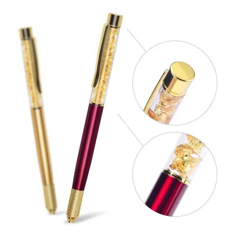 Multifunctional Cross Round Hole Flush Gold Foil Embroidery Handmade Pen Embroidery Eyebrow Pen for Eyebrow Pen