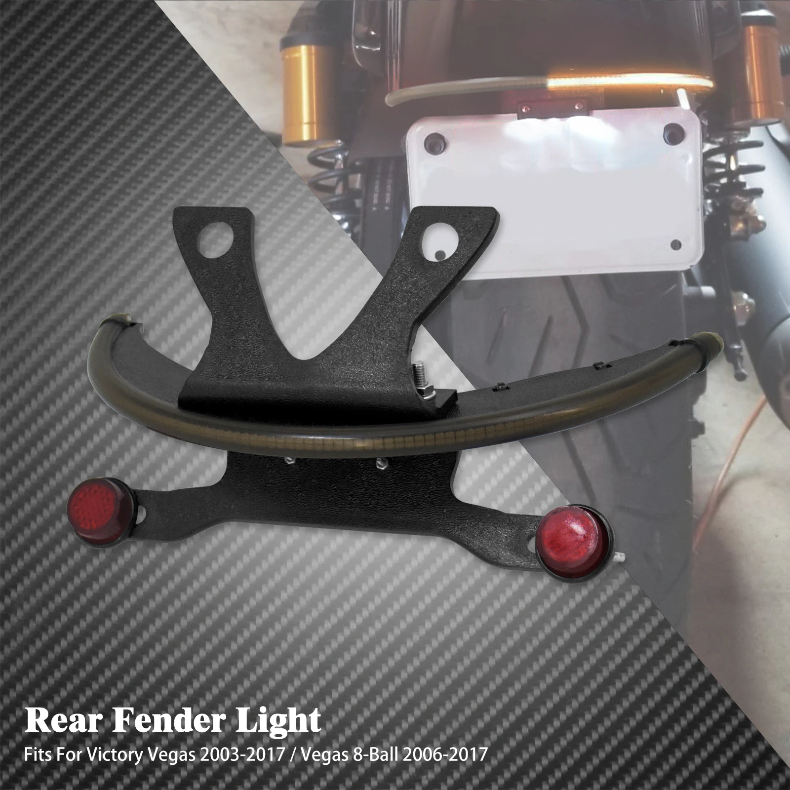 Motorcycle Amber LED Fender Smoke License Lens Turn Signal Tail Light Bar Bracket For Victory Vegas 2003-2014 2015 2016 2017