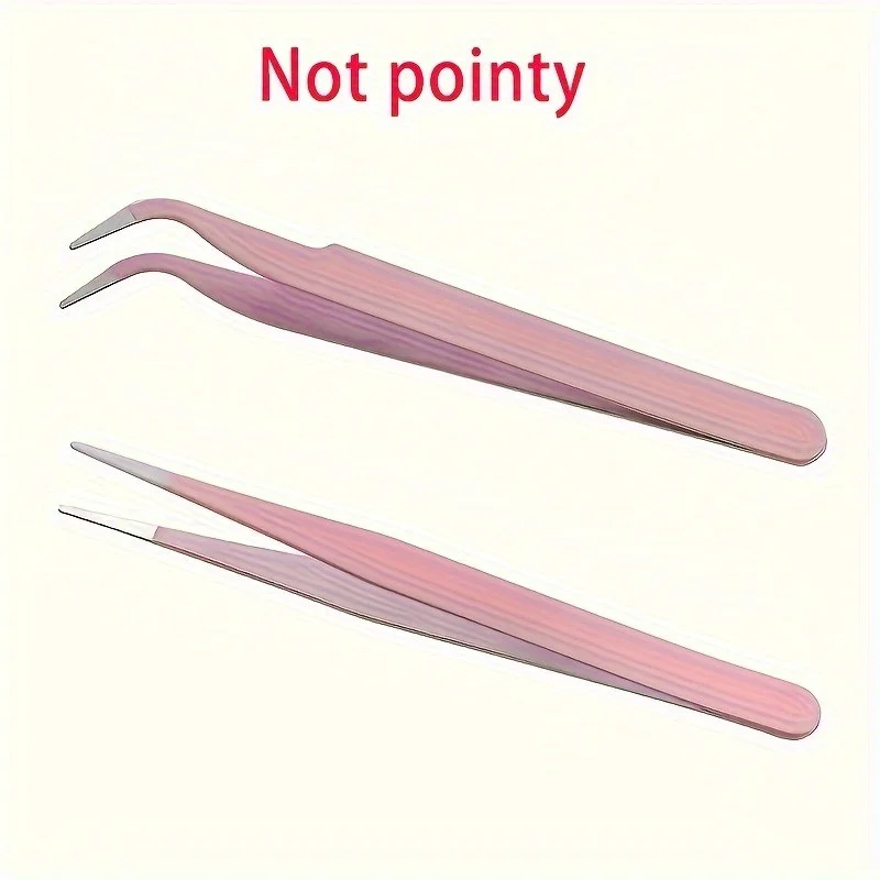 2pcs Stainless Steel Precision Tweezers, Color Scrapbook , Straight And Curved Head , Pink/Blue/Purple/White/Bla hand tools