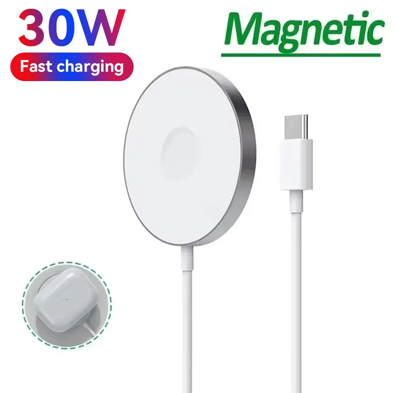 

Wireless Charger Magnetic Fast Charging Device For iPhone 15 14 13 11 12 Pro Max USB C 8 Plus Watch and Earphone 3-in-1 Charger
