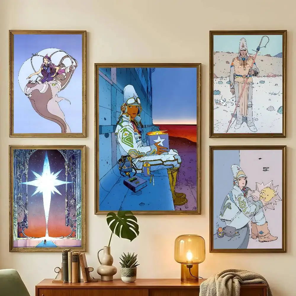 1pc Moebius Cartoonist Anime Video Game Poster Sticker Print Waterproof Wall Art For Living Room Bedroom Home Decor