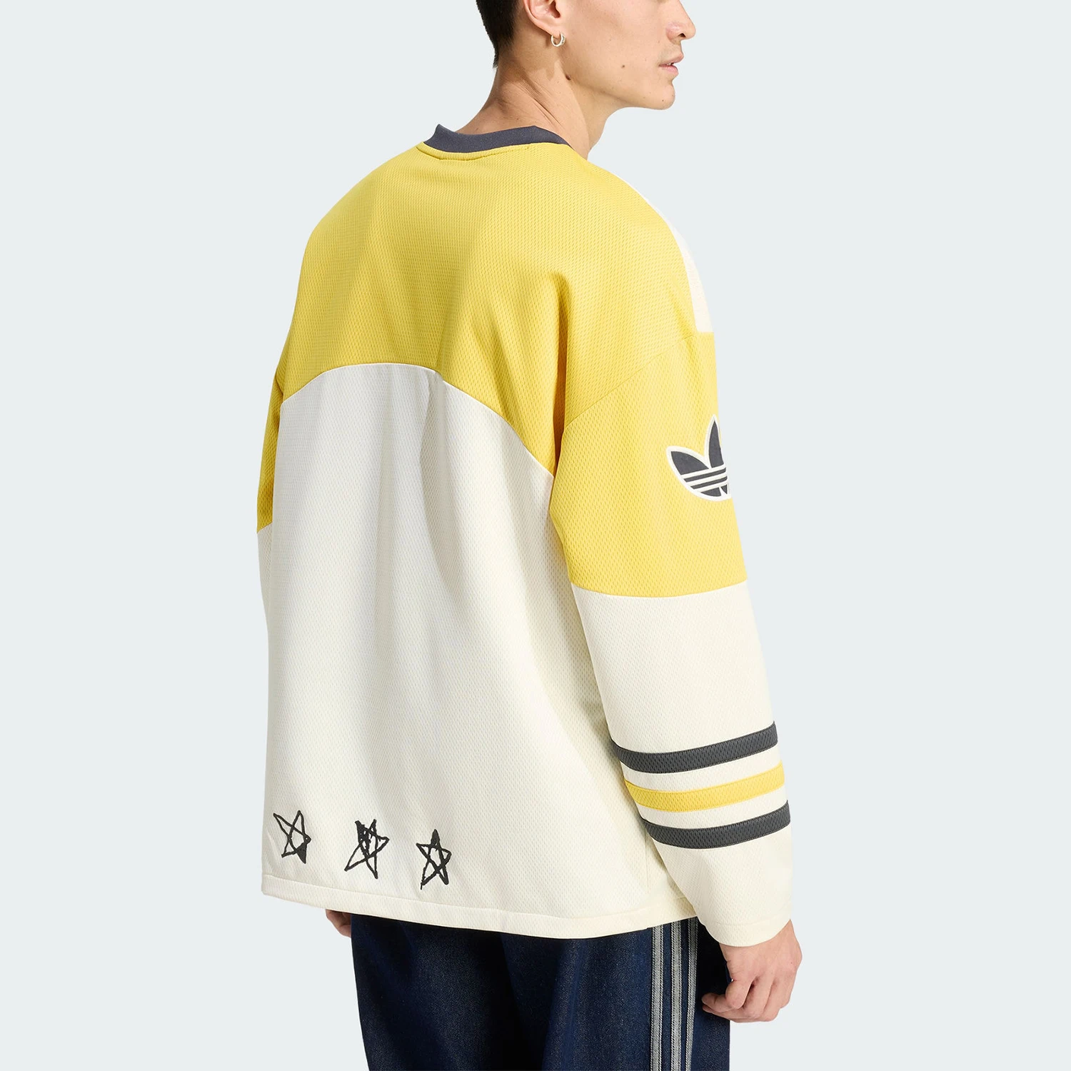 Adidas genuine clover new men's beige skin friendly long sleeved T-shirt KU9188