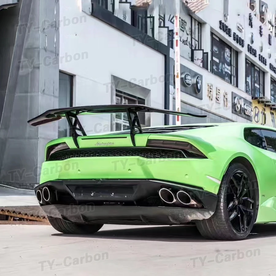 أجنحة سباق خلفية من ألياف الكربون الحقيقية مناسبة لامبورغيني هوراكان LP610 LP580 DMC نمط سبويلر #4
