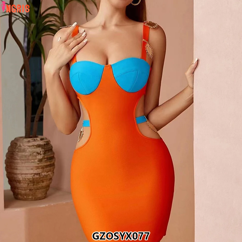 

Women Clothing Contrast Color Stitching Suspender Skirt Summer Fashion Sexy Design Jumpsuit Female-GZOSYX077