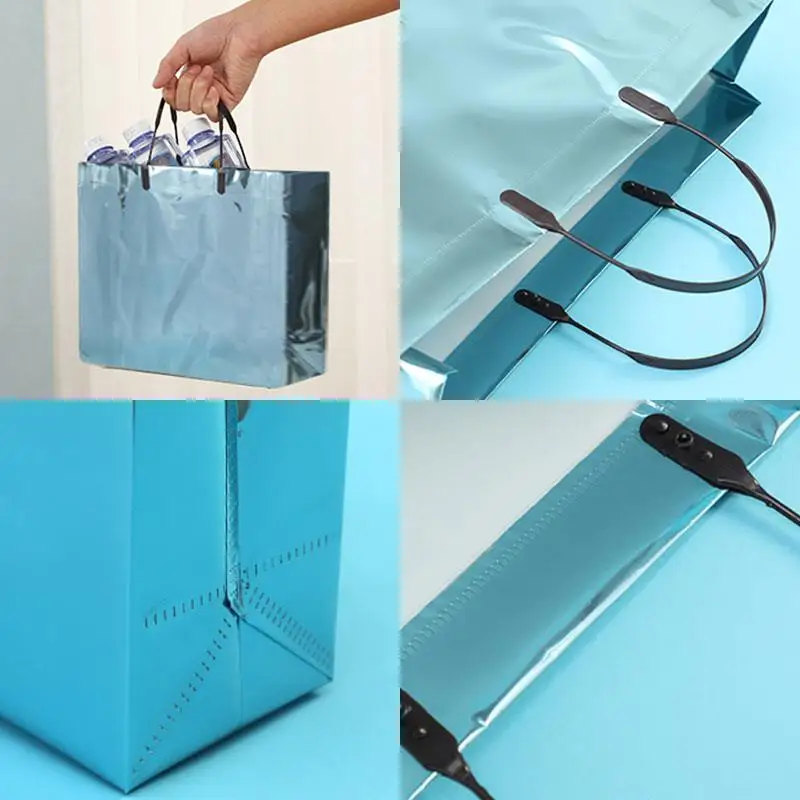 New Laser Waterproof Shopping Bag Reusable Foldable Grocery Bag Eco-Friendly Tote Bag holographic Shopper Bags for Women