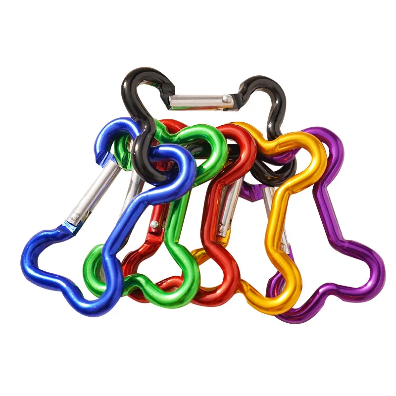 50pcs Creative Star Bone Shaped Aluminum Alloy Carabiner Travel Outdoor Key Keychain Water Bottle Buckle Party Gift Favor