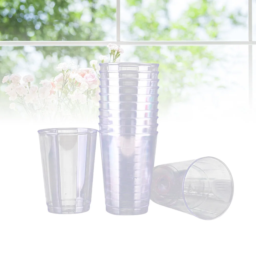 

20 pcs 8Oz 250Ml Disposable Transparent Hard Plastic Cup Thicken Tasting Tumbler For Wedding Party Use Kitchen Barware Supplies