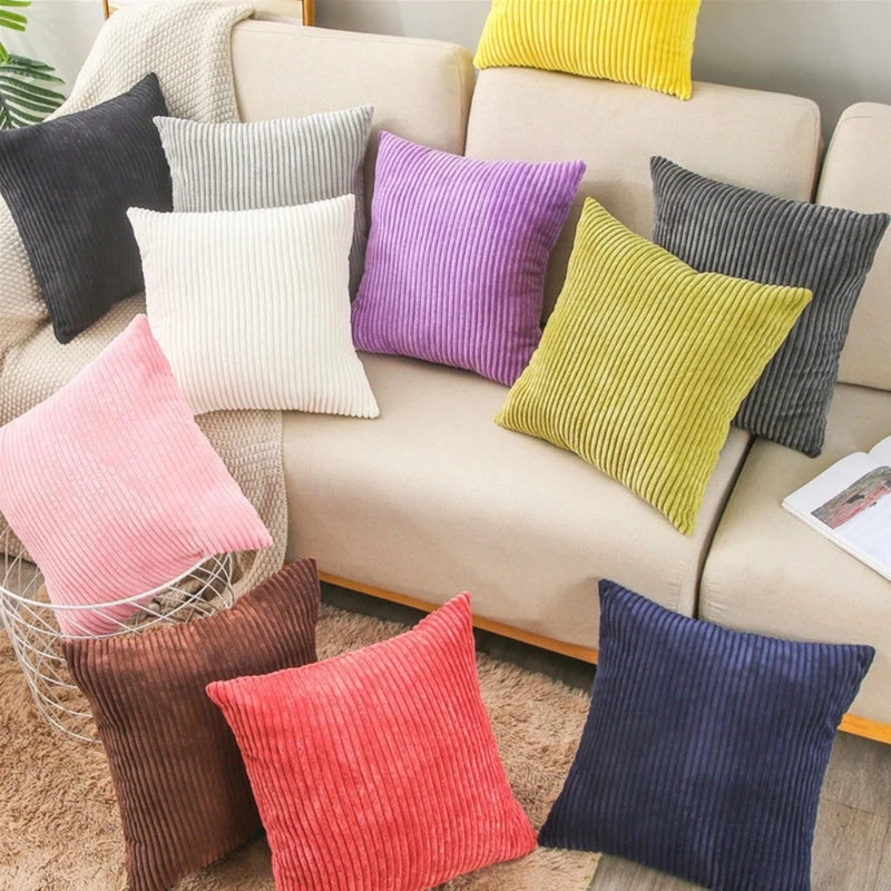 Corduroy Pillow Cover 45x45cm Square Decorative Cushion Covers Supplies for School Office Bed Sofa Couch Decoration Gift KXRE
