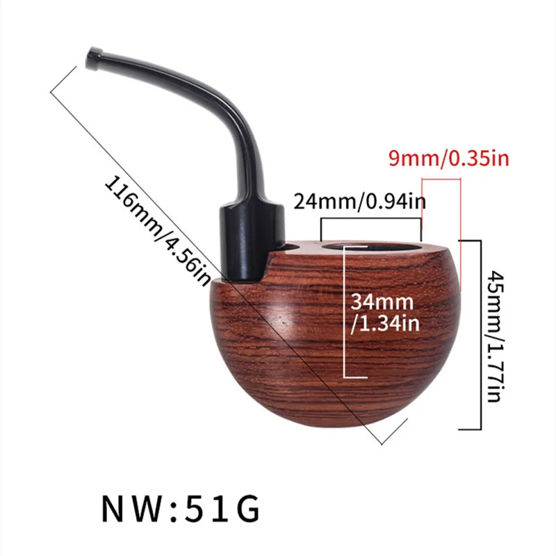 MUXAING imported rosewood pocket pipe handmade solid wood tobacco pipe 9mm filter men\'s gift small hand portable pipe