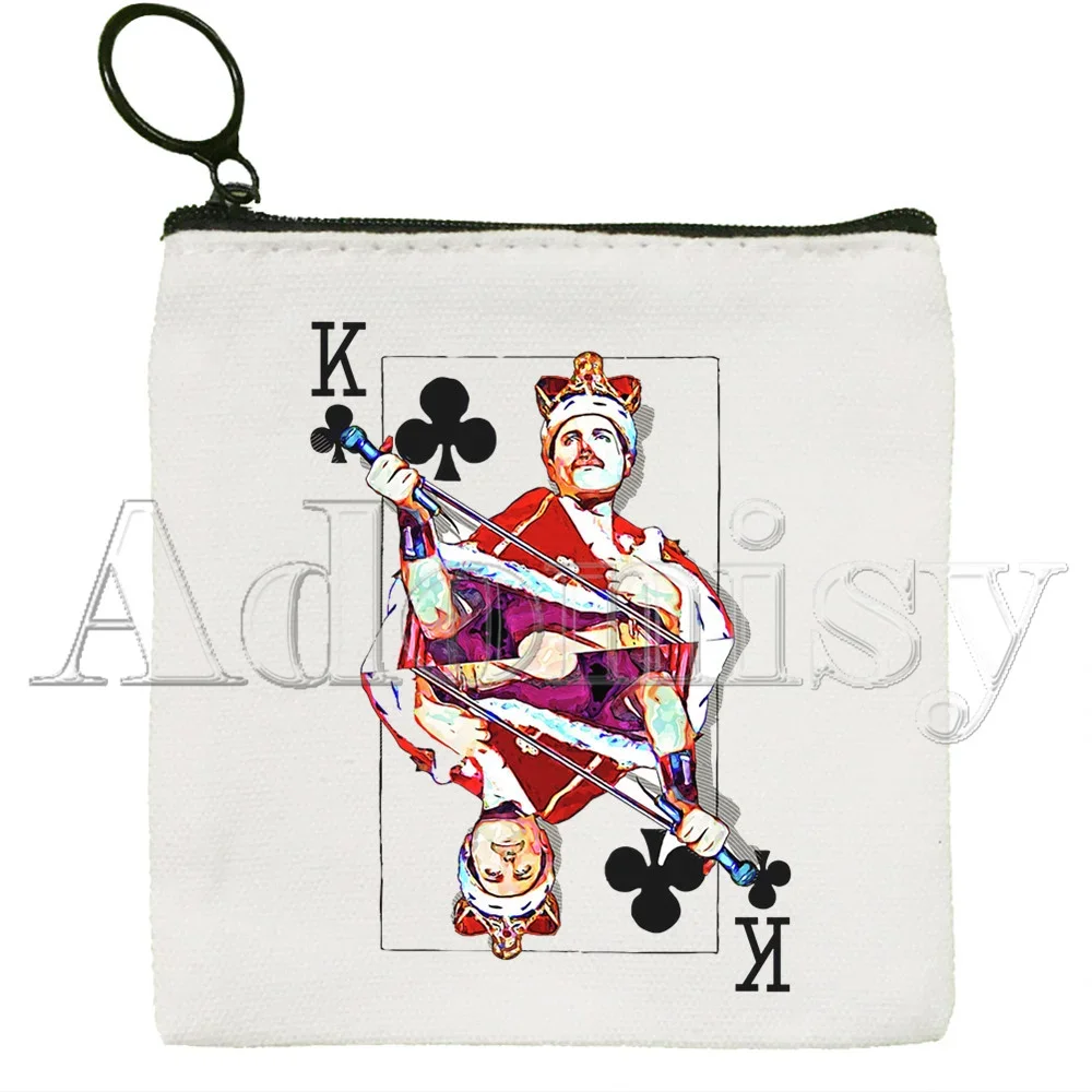 Monedero de lona Queen Freddie Mercury, monedero de colección, cartera pequeña con cremallera, bolsa para llaves, regalo de mano