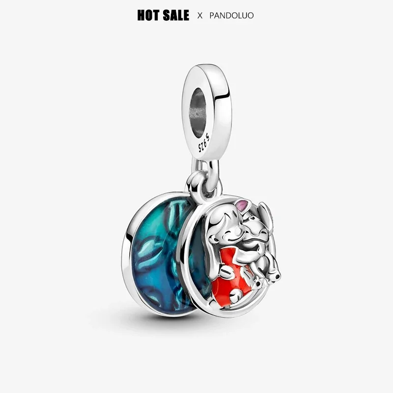 Mniso Disney Lilo Stitch Familie Bengelen Charm Kralen Past Pandora Armband Vrouwen 925 Zilveren Hanger Kraal 2023 Hot Sale Cadeau