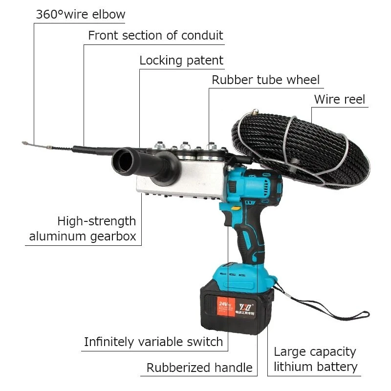 

CX-300 Electrician Wire Threader Stringing Electric Cable Threading Machine Through Wall Pull Line Wire Guide Tools