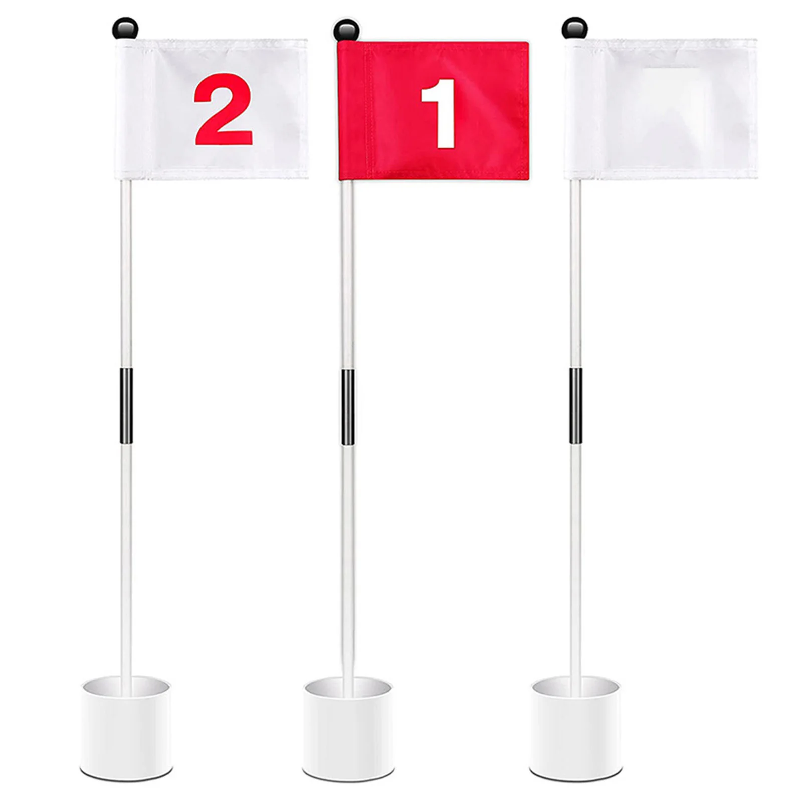 Golf Training Set 3 Drain Holes Putting Hole Cup with 2-Section Flagpole for Backyard Practice