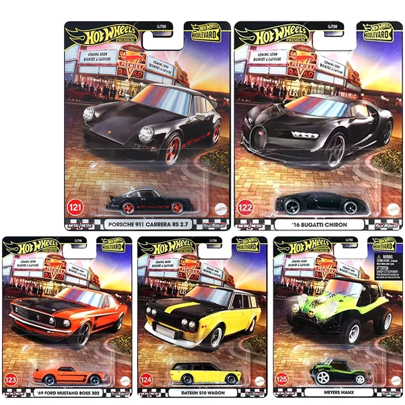 Genuine Hot Wheels Boulevard Premium Models Bugatti Ford Mustang Porsche Meyers Datsun Wagon Toys for Boys Metal Car 1/64 Riders