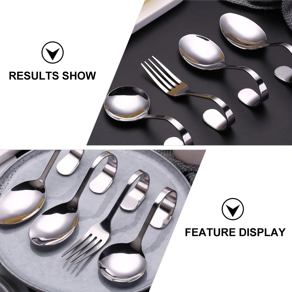 

6Pcs Curved H Forks Stainless Steel Salad Dessert Cake Fruit Child Cutlery Long Lasting Practical Milk Tea Shops