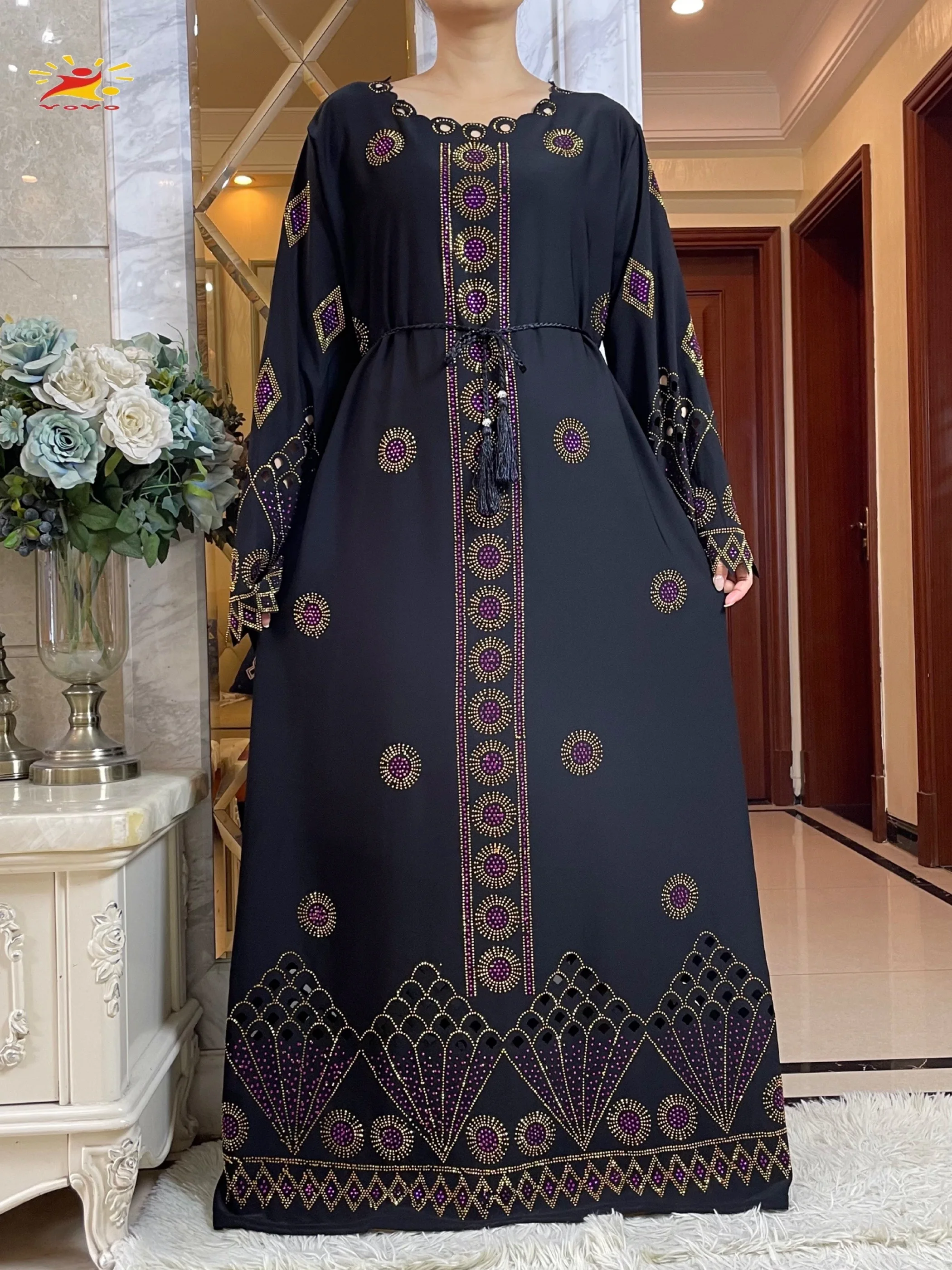 Elegante Abaya Africana para Mulheres, Manga Comprida, Dashiki, Alto Grau, Tecido Conforto, Vestidos Muçulmanos, Dubai Party Outfits, Outono, Últimas