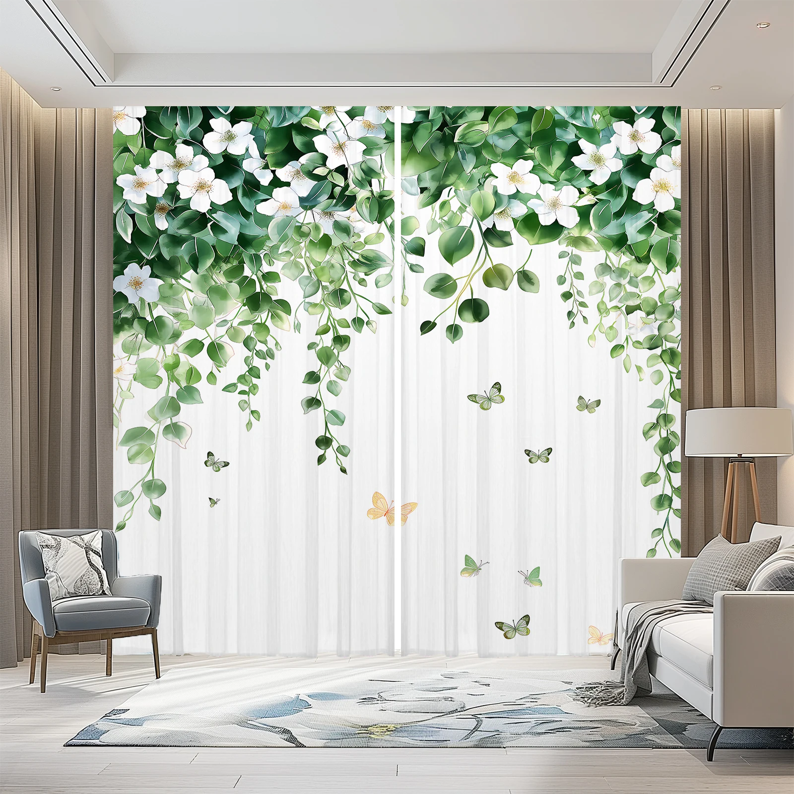 

Rustic Rustic Wind Curtains Door Curtains Plant Flower Elegant Semi-Blackout Curtains For Bedroom Living Room Children's Room