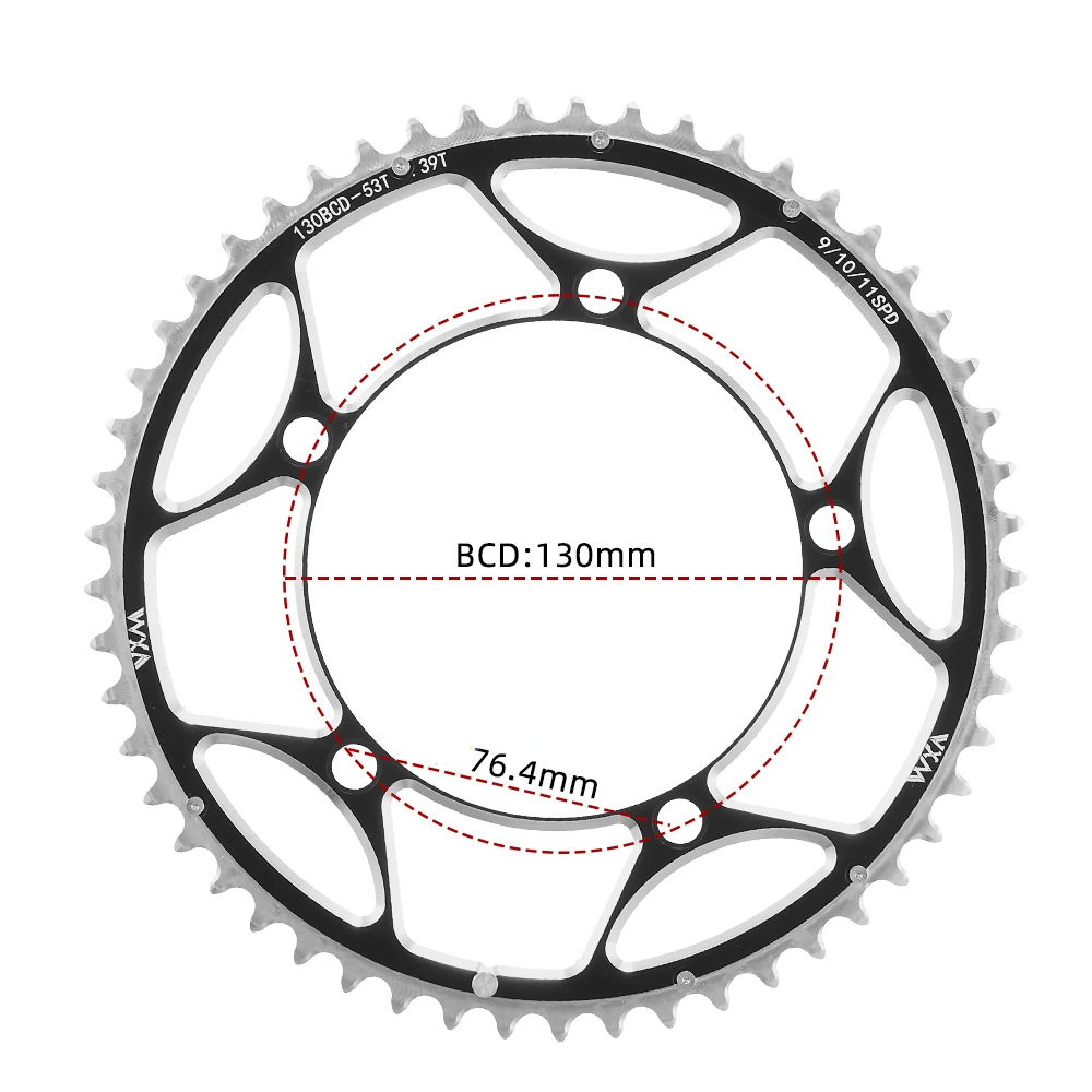 VXM Bicycle Double Chainring 130BCD 39T 53T 42T 55T 46T 56T Road Bike Crankset Riding Disc Aluminum Chainwheel Folding Bike Disc