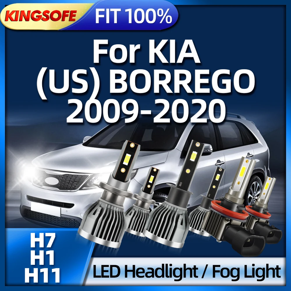 KINGSOFE H7 Led 6000K Car Headlight Bulbs 40000LM H1 H11 Fog Light For KIA (US) BORREGO 2009 2010 2011 2012 2013 2014 2015-2020