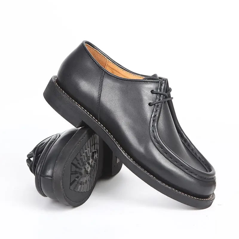 Top Layer Cowhide Casual Square Toe Japanese Low Cut Leather Shoes Goodyear Launches Retro Versatile Derby Shoes for Men