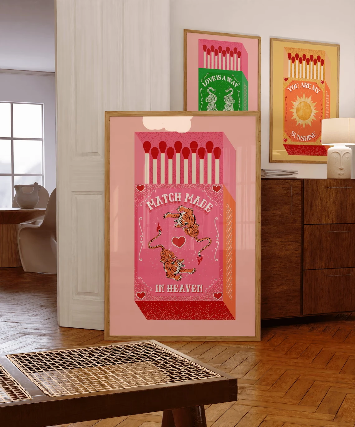Match Made In Heaven Pink Matchbox Wall Art Prints Canvas Painting Poster Picture For Living Kitchen Dining Room Home Decor