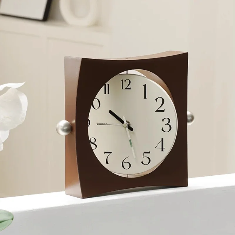 

Creamy Minimalist Desktop Pendulum Clock Home Decor Living Room Bedroom Bedside Seat Clock Light Luxury Desk Decorations Clock