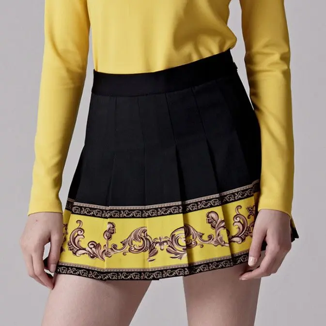 

New Golf Women's Color-Blocked Printed Pleated Skirt: Breathable and Quick-Drying Sports Skirt