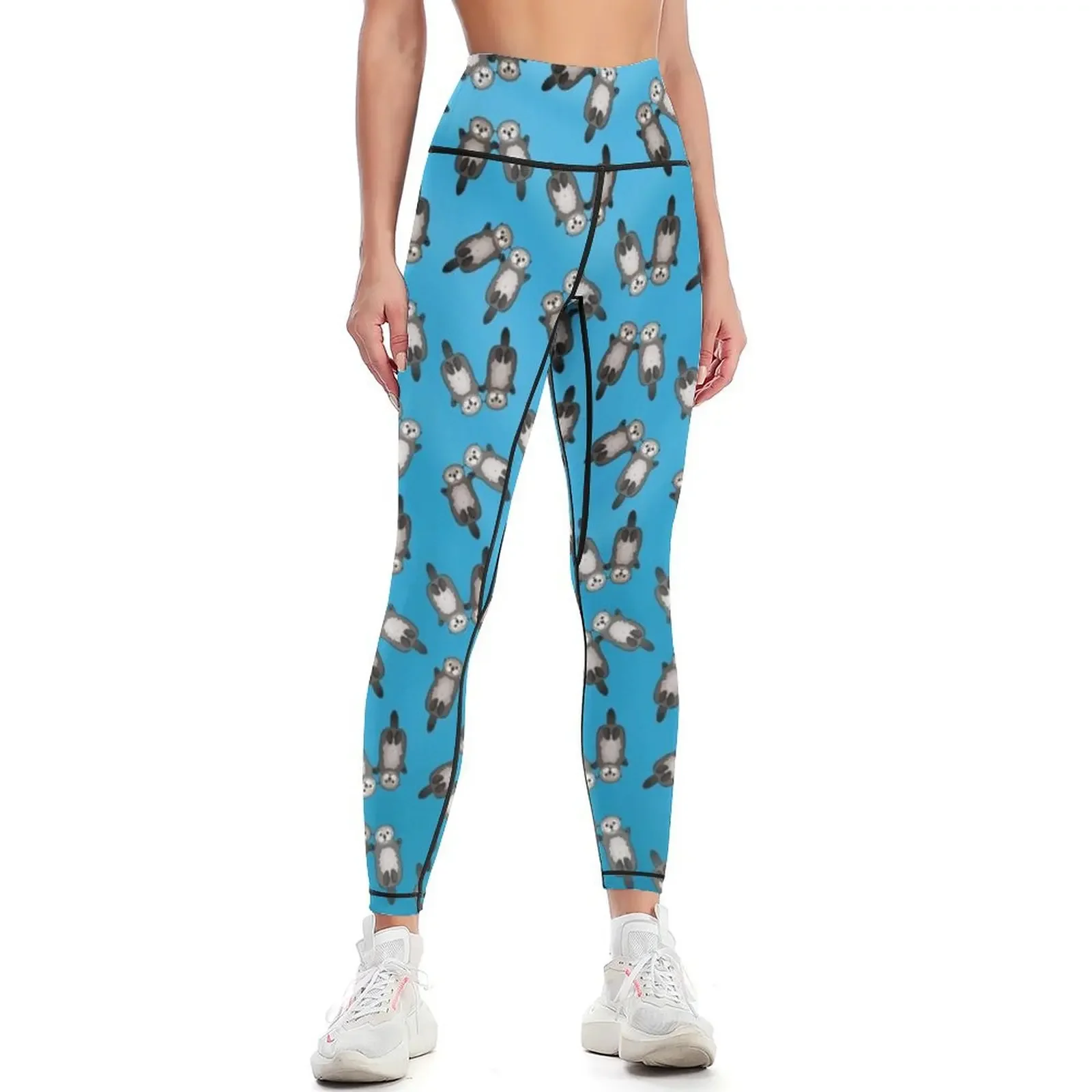 

Otters Holding Hands - Sea Otter Couple Leggings sportswear for gym for fitness Fitness clothing gym clothing Womens Leggings