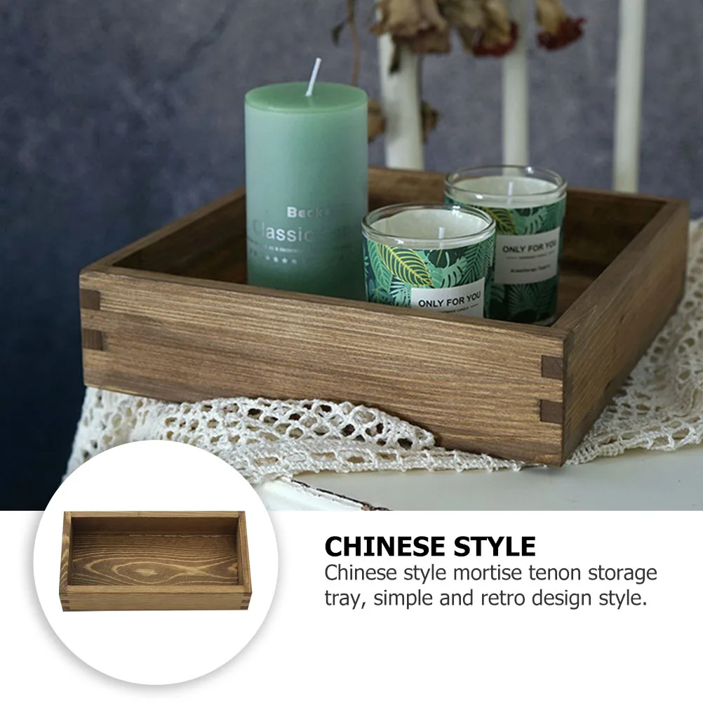 

1Pcs Mortise Tenon Tray Chinese Style Light Coffee High Quality Wood Multi-Purpose Cake Dessert Serving Tray Wooden Cake Plate