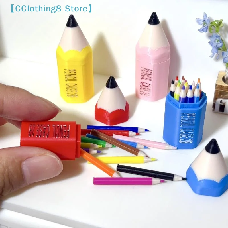 10/12Pcs Kid Pretend Play Toy Dollhouse Miniature Colored Pen Mini Pencil School Supplies Model Doll House Accessories【AliS8】